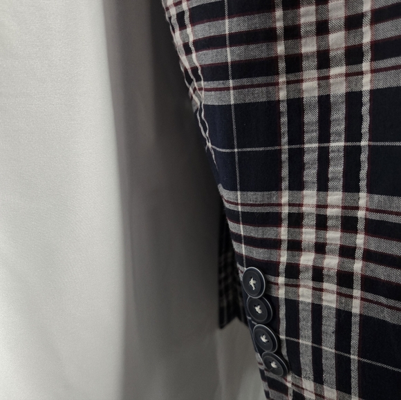 Paisley & Gray Men's Blue Plaid Bromley Notch Slim Fit Cotton Jacket Size 44R - Picture 5 of 13